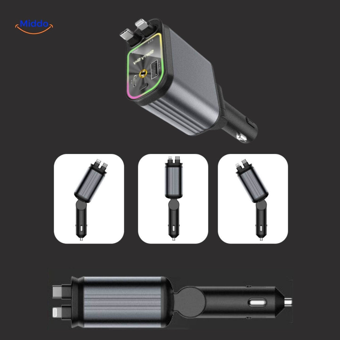 AutoCharge™ 120W | 4-in-1 Oplader, Super-Snel, RGB Sterrenhemel!