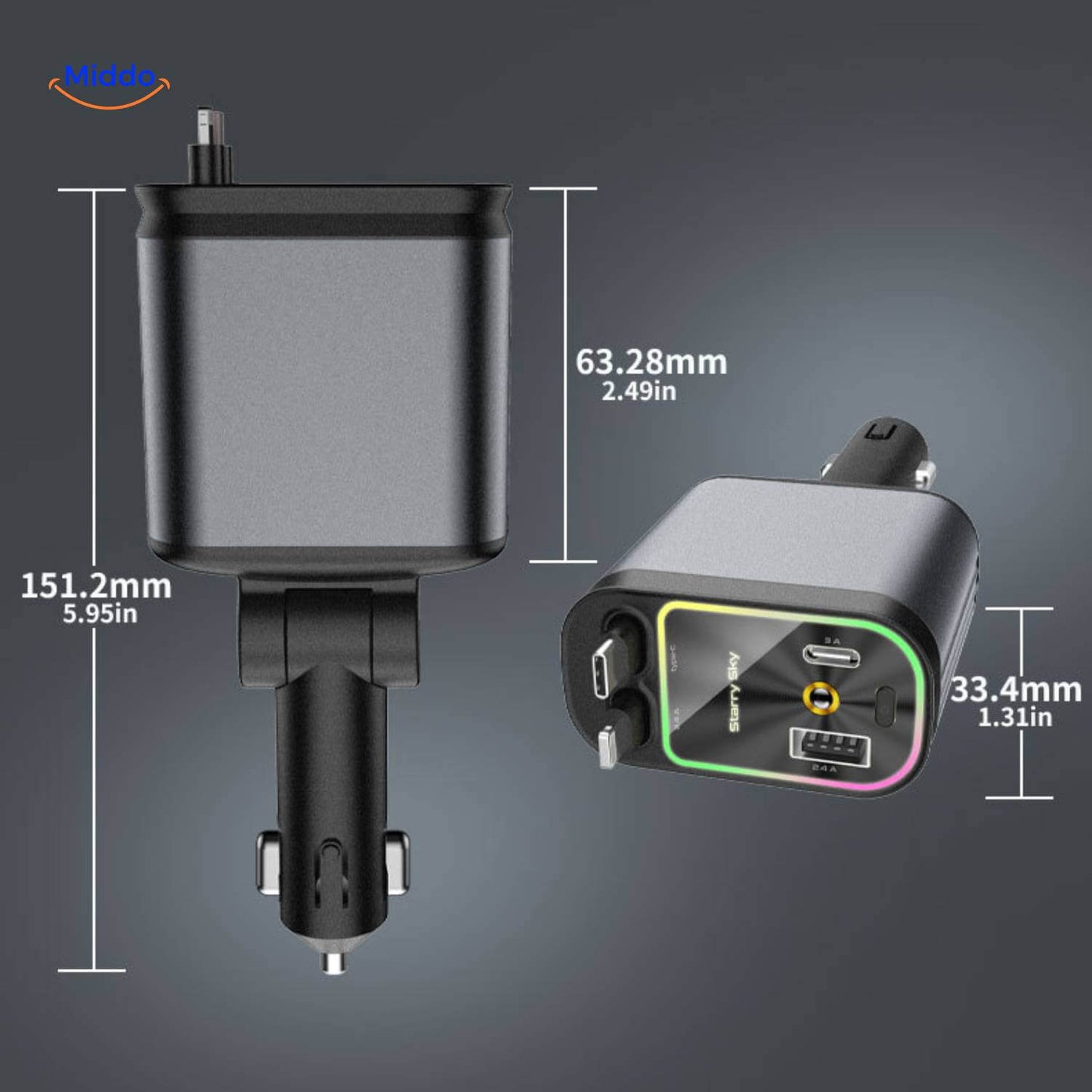 AutoCharge™ 120W | 4-in-1 Oplader, Super-Snel, RGB Sterrenhemel!