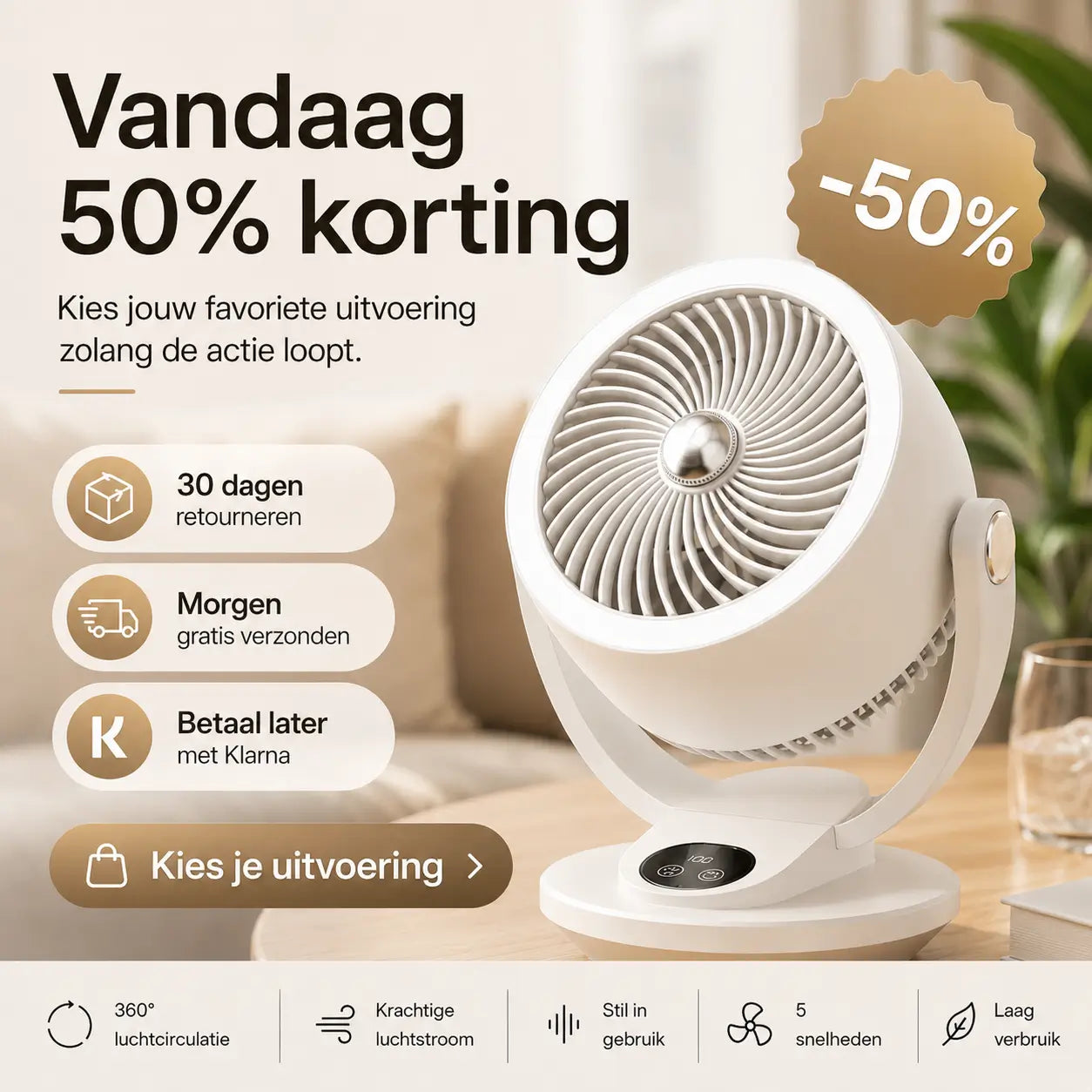 Airstream™ Ventilator | Stil, Krachtige Wind & Circulatie