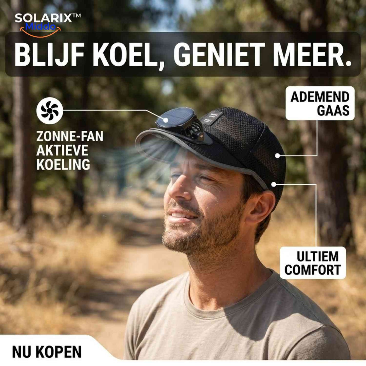 Solarix™ Pet | Verkoelende zonnehoed, UV-bescherming en oplaadbaar
