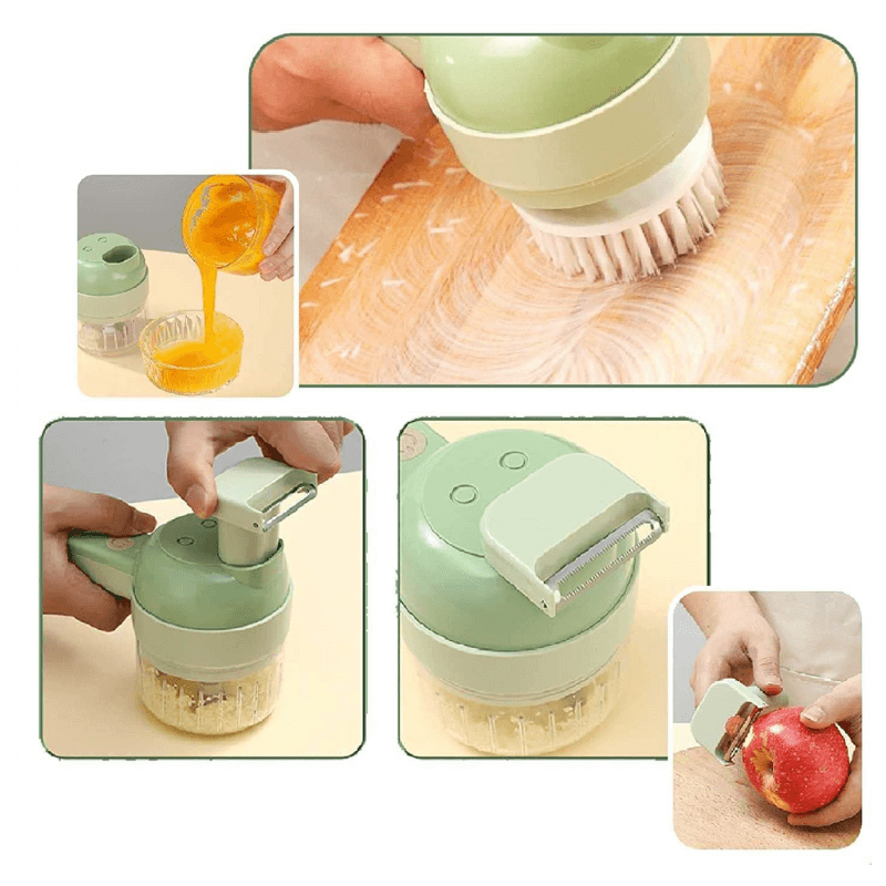 Tyfoon™ 4-in-1 Keukentool: Snijd, Hak, Pureer en Schoon in Seconden!