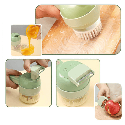 Tyfoon™ 4-in-1 Keukentool: Snijd, Hak, Pureer en Schoon in Seconden!